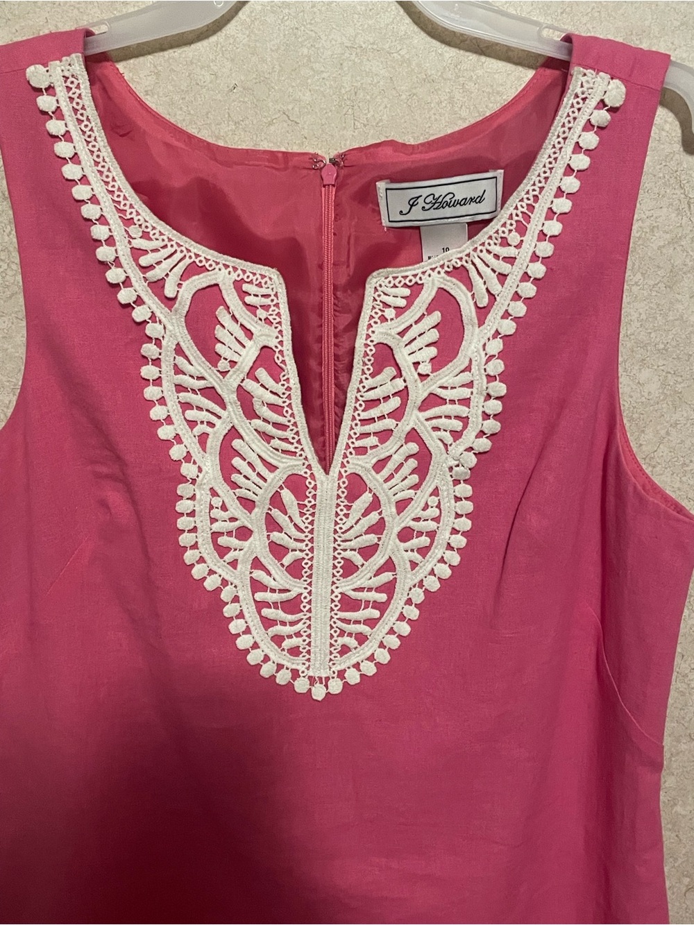 J. Howard Pink Sleeveless Midi Dress with White Lace Trim